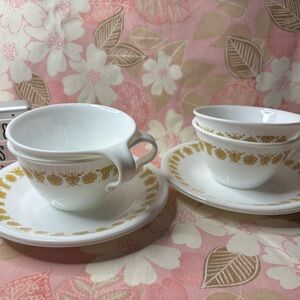 Vintage White and Gold Teacup Set